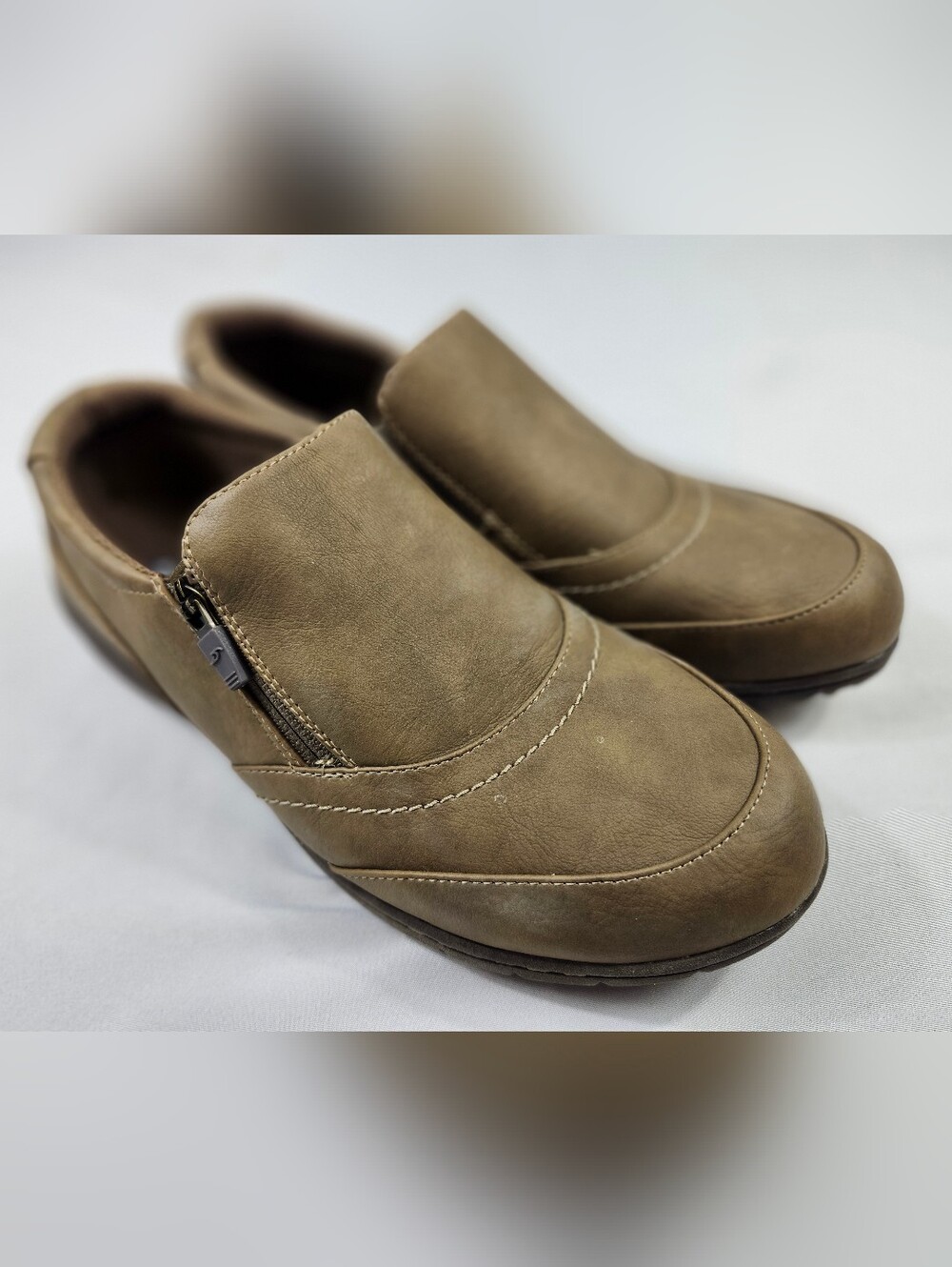 Dr. Scholl's Sport Women's 9 W Zip Up Tan Loafers Comfort Shoes